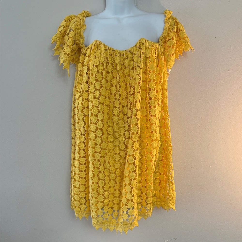 Tularosa Yellow Lace Mini Dress